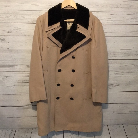 London Fog Other - London Fog Cream Faux Fur Lined Pea Coat 36R